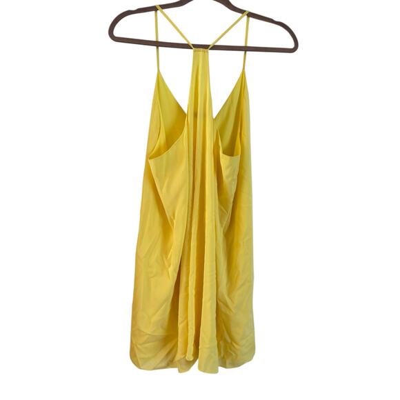 Alice + Olivia Fierra Racerback Yellow Slip Mini Dress Size Medium Silk Blend - Picture 2 of 7
